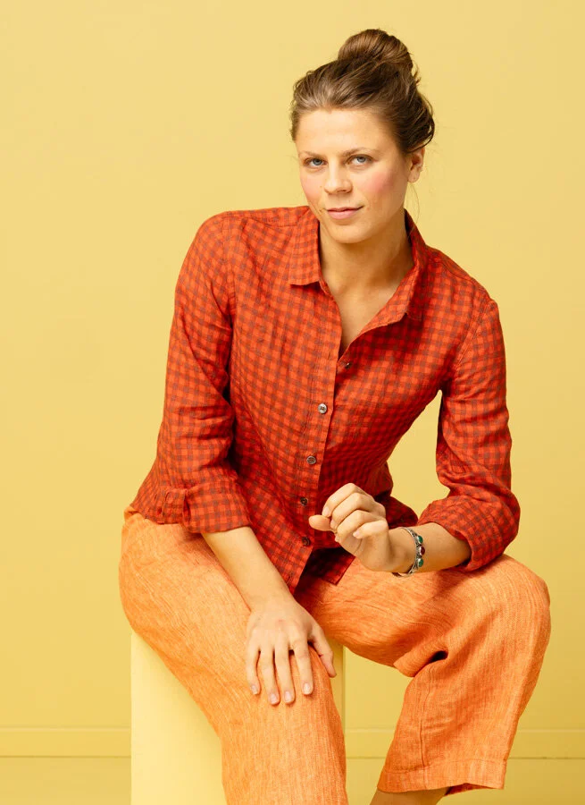 KAKAN linneskjorta Tulpan Ruta