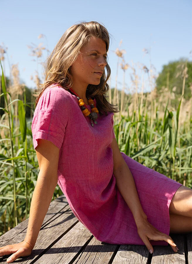 KAROLINA linneklänning Seashell