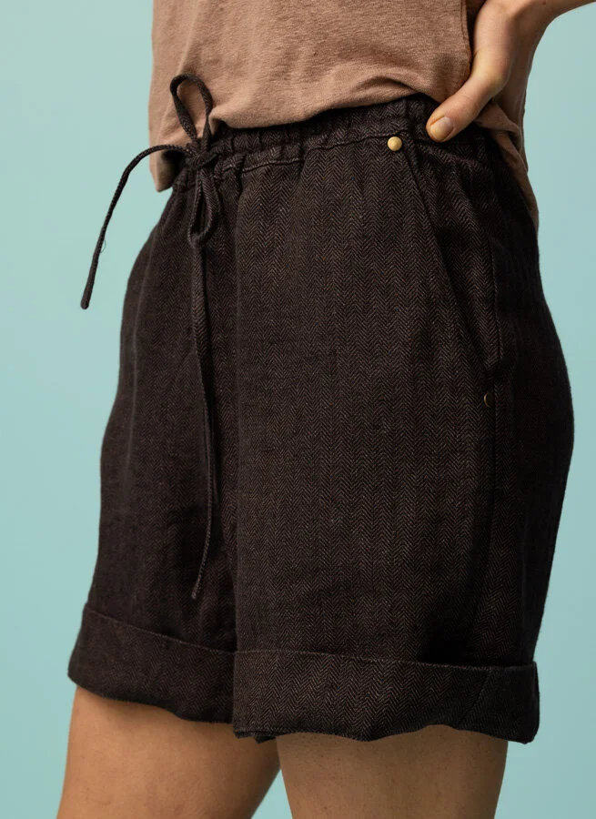 KATLA linneshorts Brun Fiskben