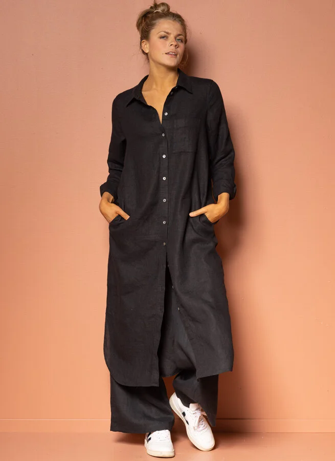 KAYA linneklänning Svart