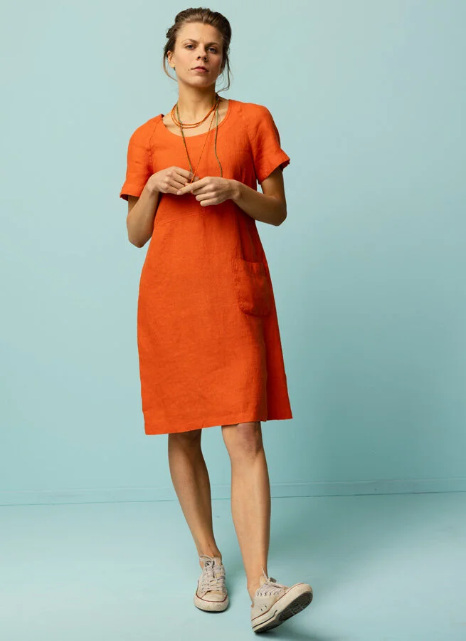 LIVIA linneklänning Papaya
