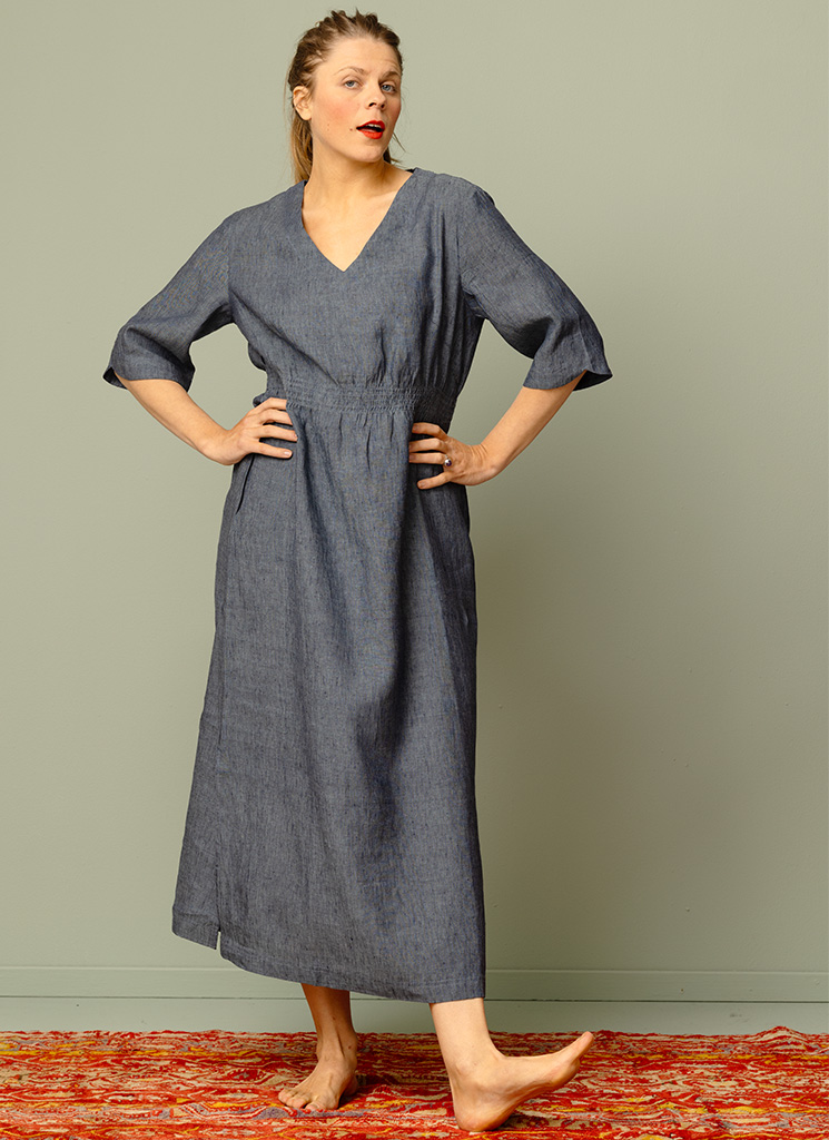 MADRAS linneklänning Åska