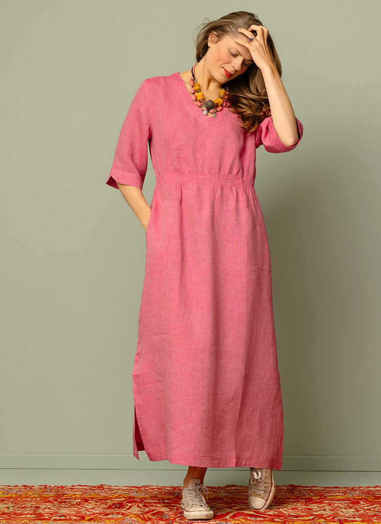 MADRAS linneklänning Seashell