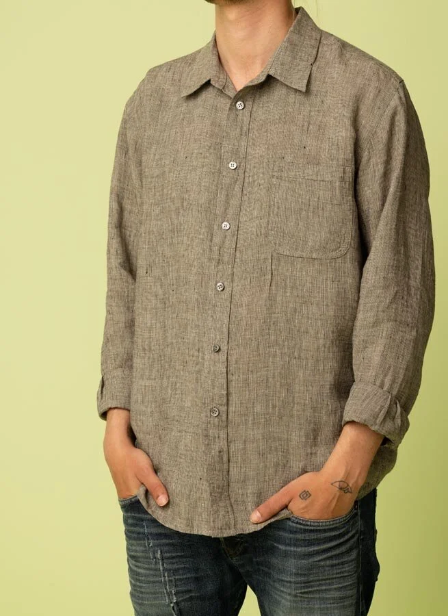 MAX herrskjorta linne Nät natur