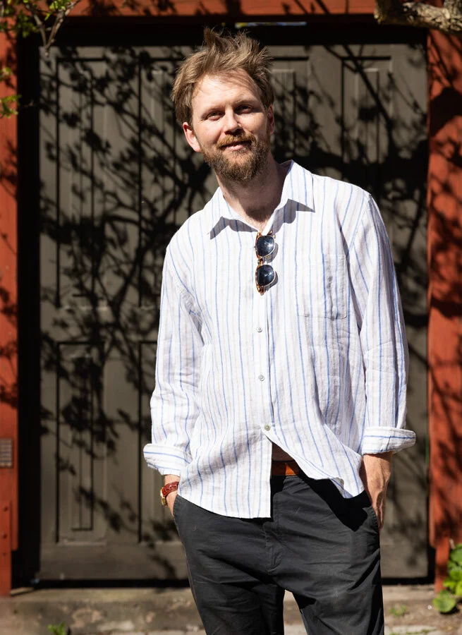 MAX herrskjorta linne Randig