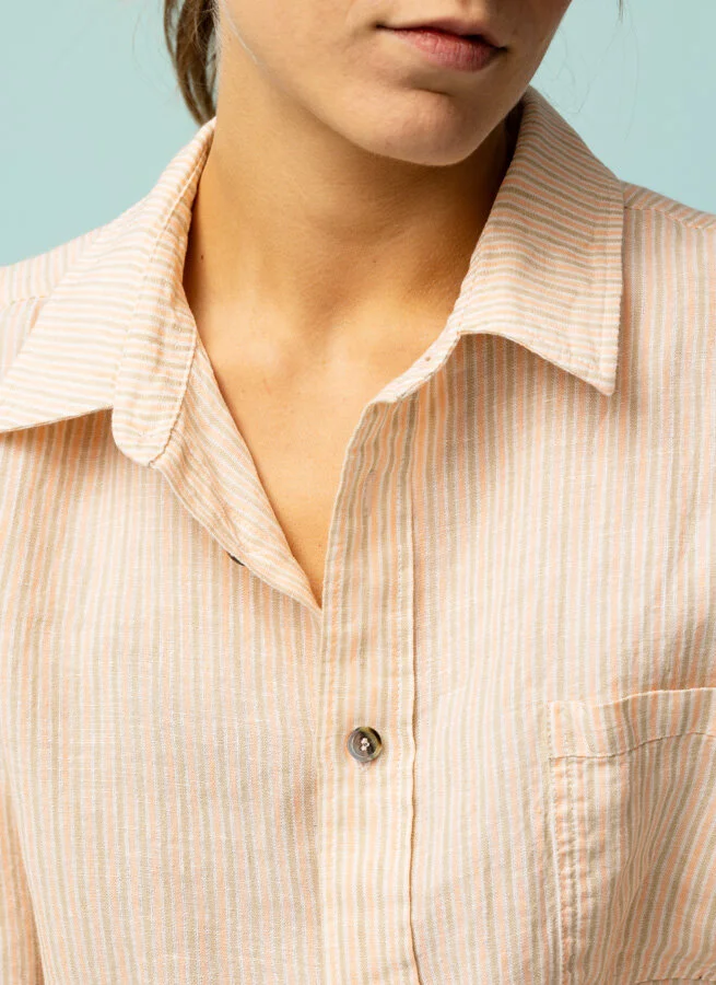 KAKAN linneskjorta Aprikos Rand