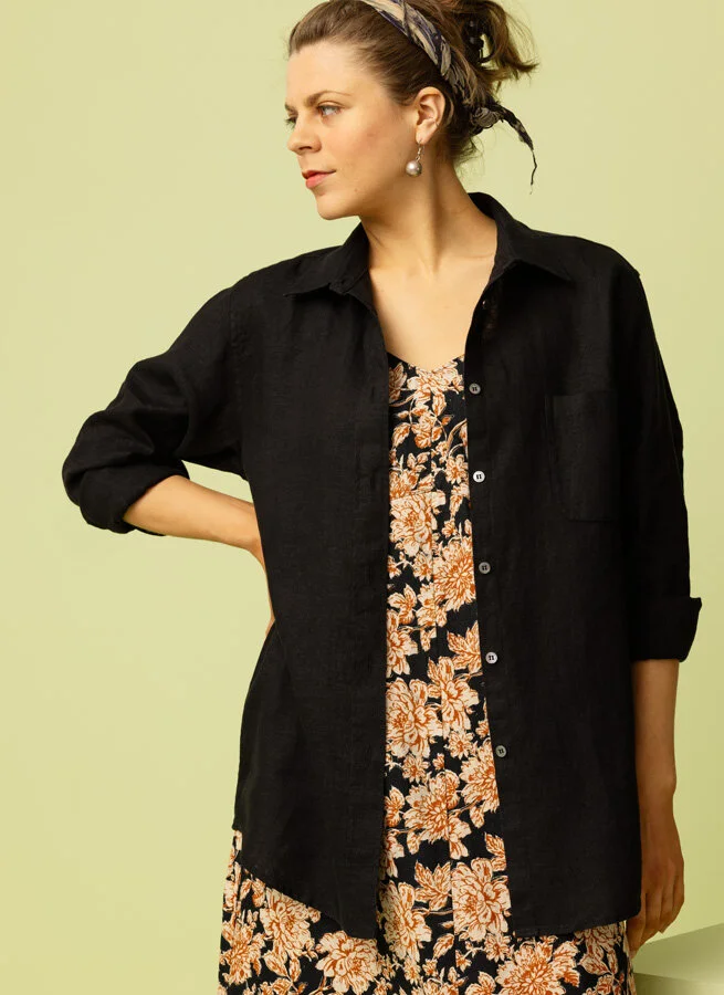 MAXA linneskjorta Svart