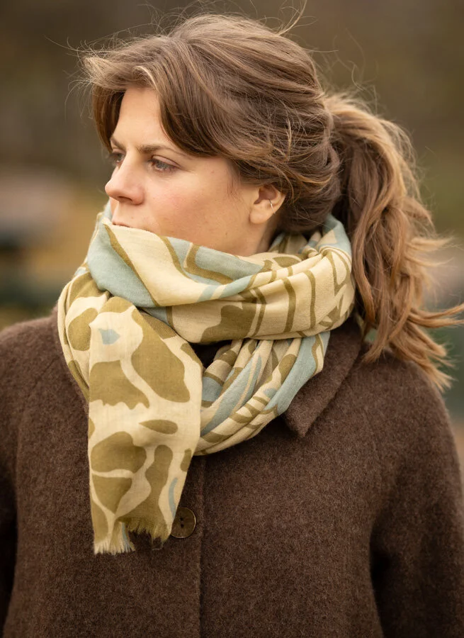 MAZE grön/blå ullsjal