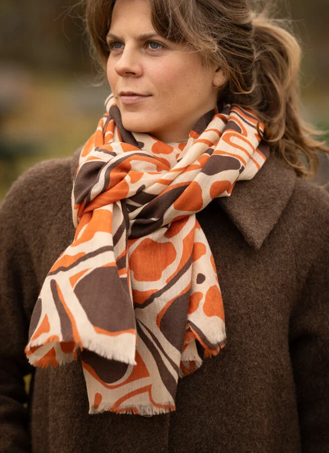 MAZE orange/brun ullsjal