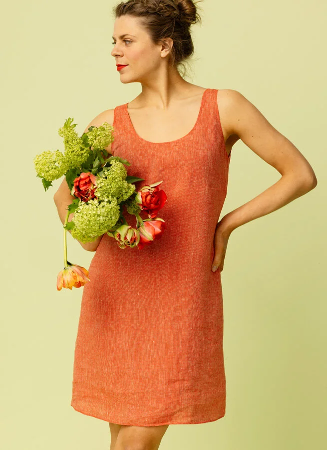 MIA linneklänning Nät papaya