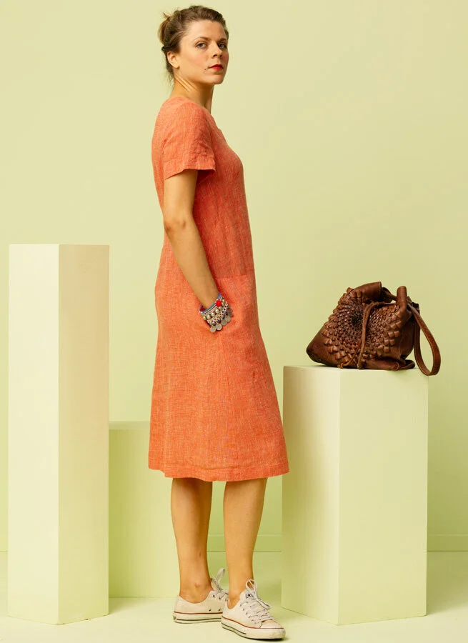 MIMMI linneklänning Nät papaya