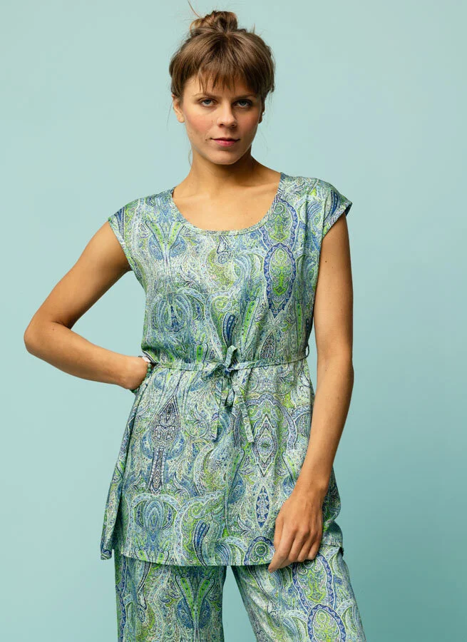 MIRIAN viskostunika Aqua paisley