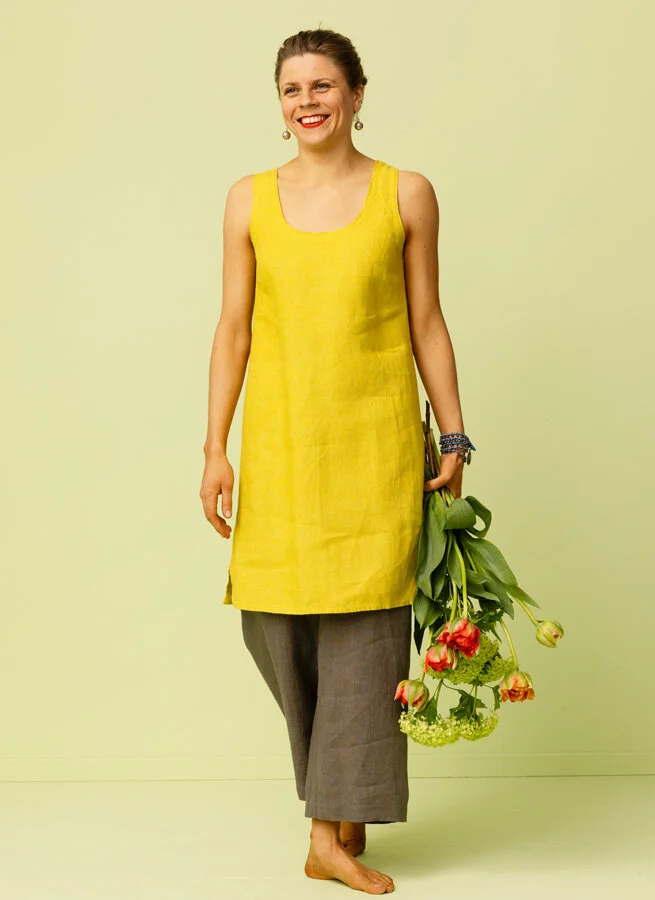 MODY linneklänning Solgul