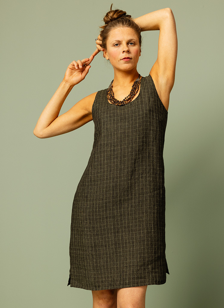 MODY linneklänning grön ruta