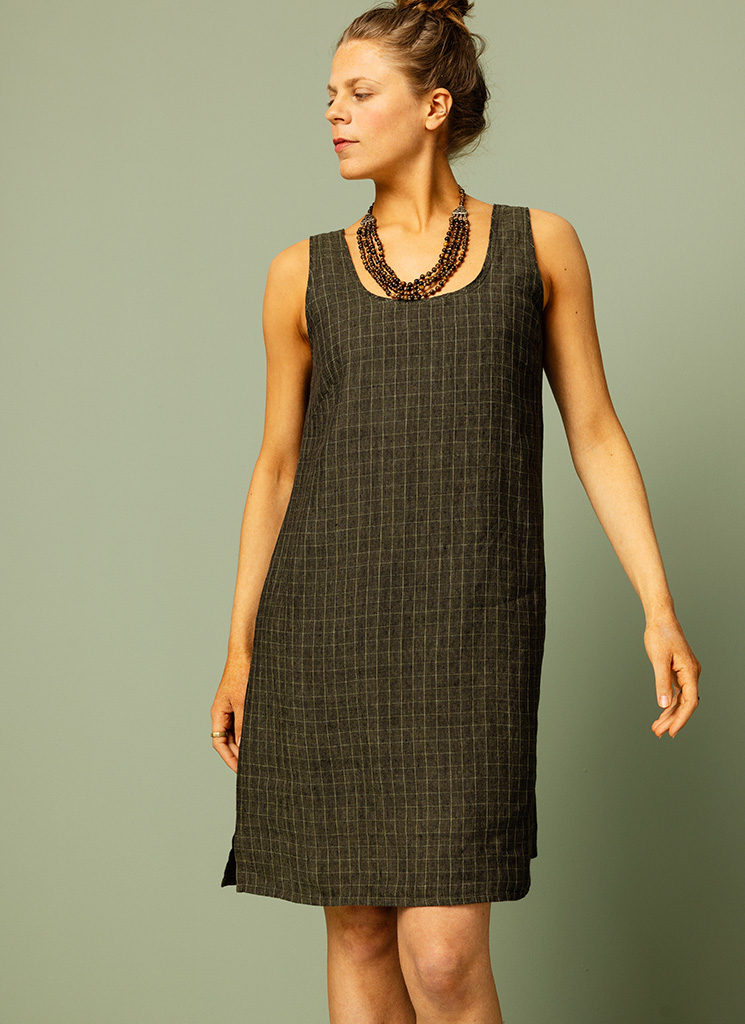 MODY linneklänning grön ruta