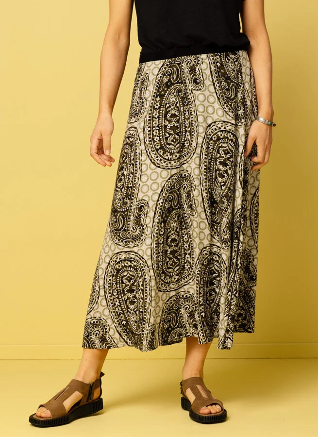 PRUNE viskoskjol Grön Paisley