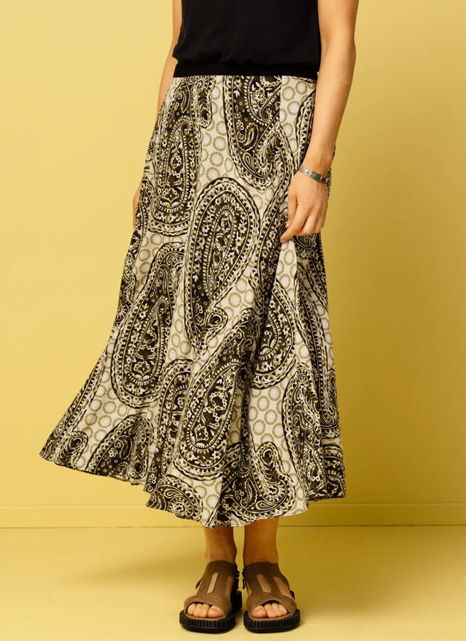 PRUNE viskoskjol Grön Paisley