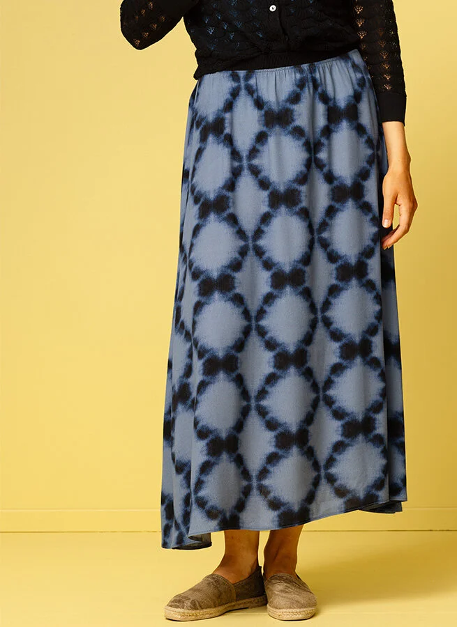 PRUNE viskoskjol Blå Batik