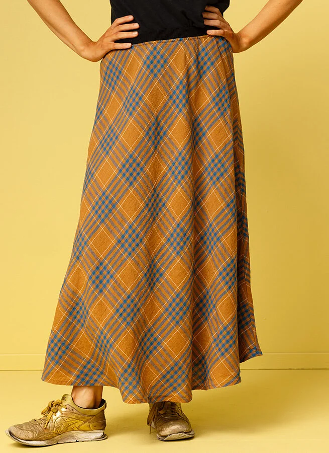 PRUNE linnekjol Koppar Ruta