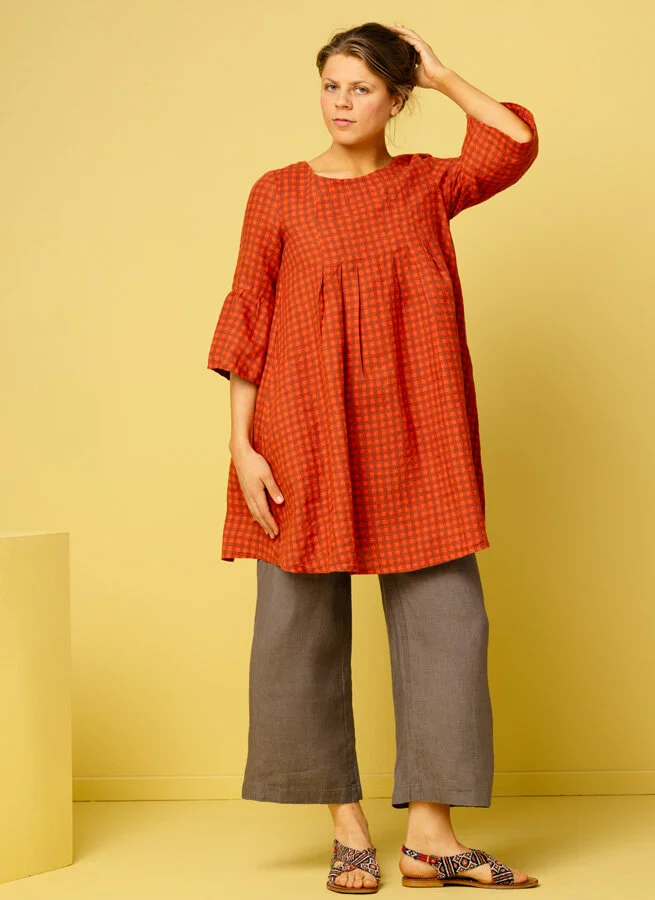 ROMA linneklänning Tulpan Ruta