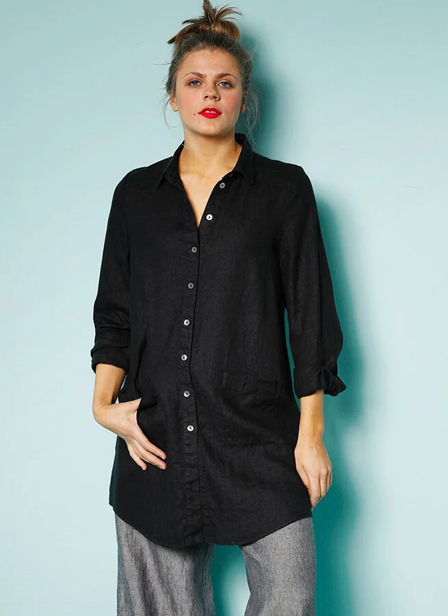 SALLY linneskjorta Svart