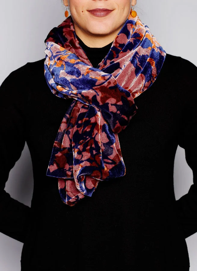 Sammetssjal Löv rosa