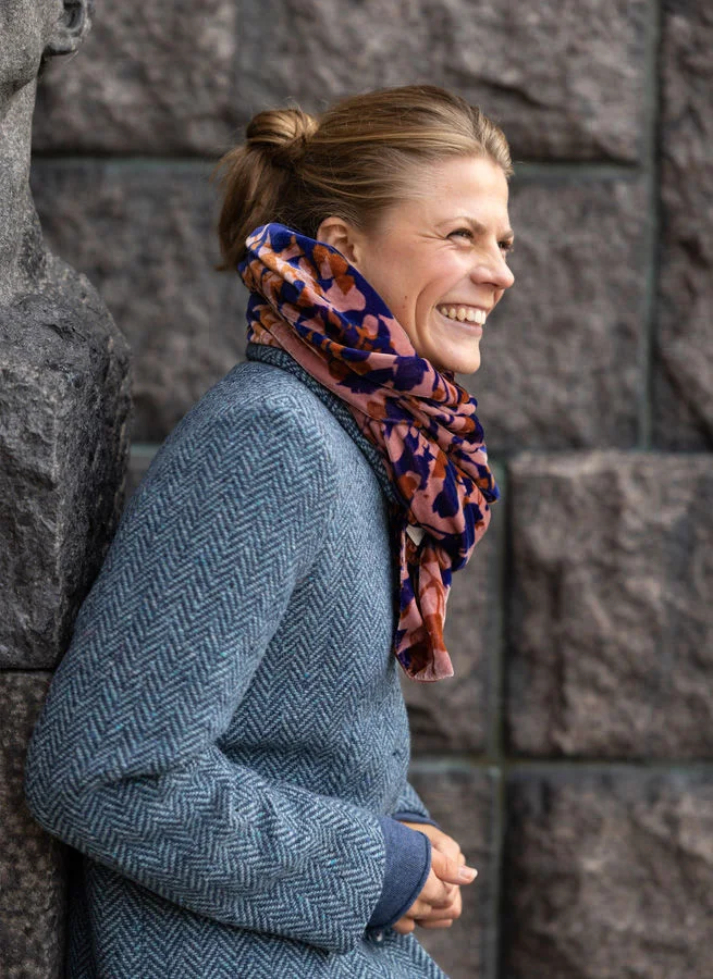 Sammetssjal Löv rosa