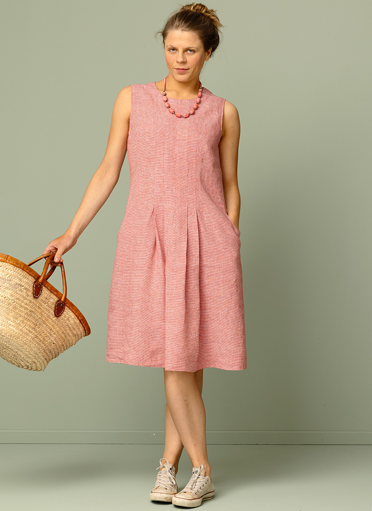 SARA linneklänning röd pepita