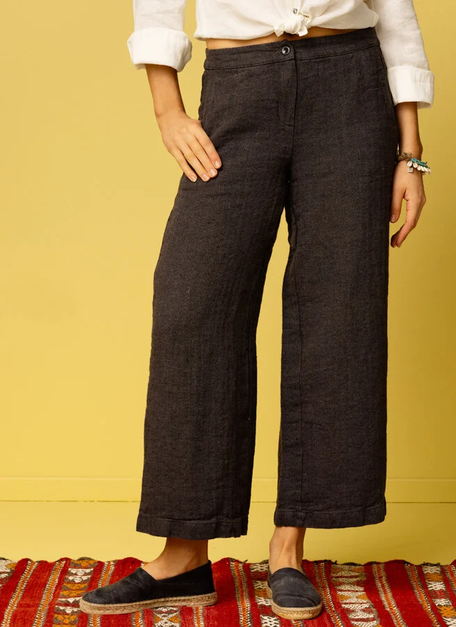 SCARLET linnebyxa fiskben Svart Fiskben