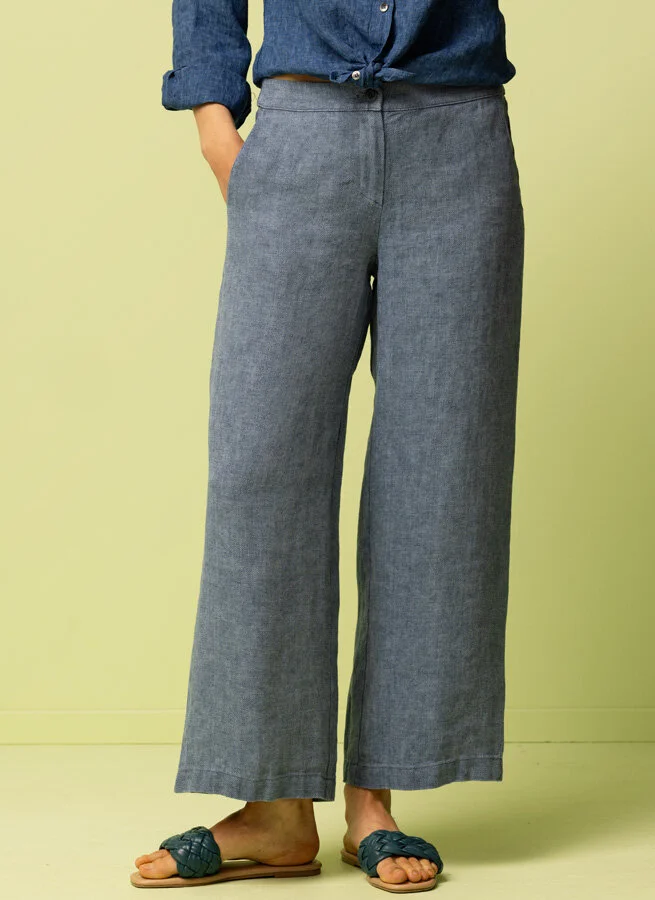 SCARLET linnebyxa fiskben Blå Fiskben