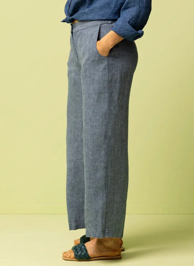 SCARLET linnebyxa fiskben Blå Fiskben