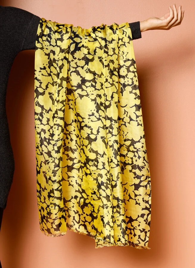 Sidensjal Siluett Gul