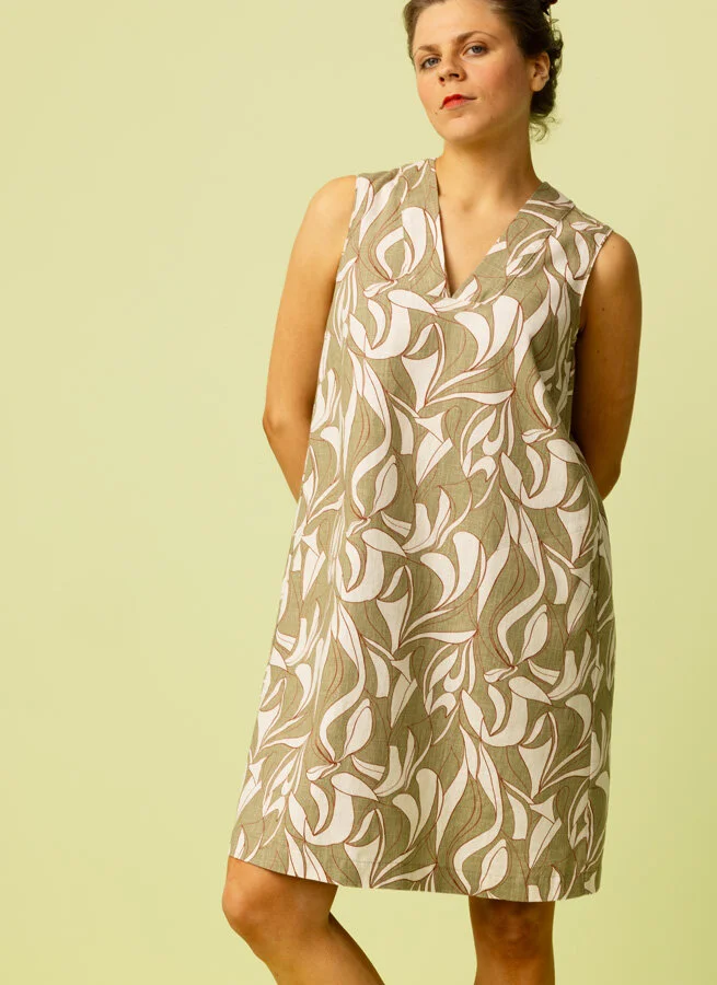 SUZY linneklänning Kelp grön