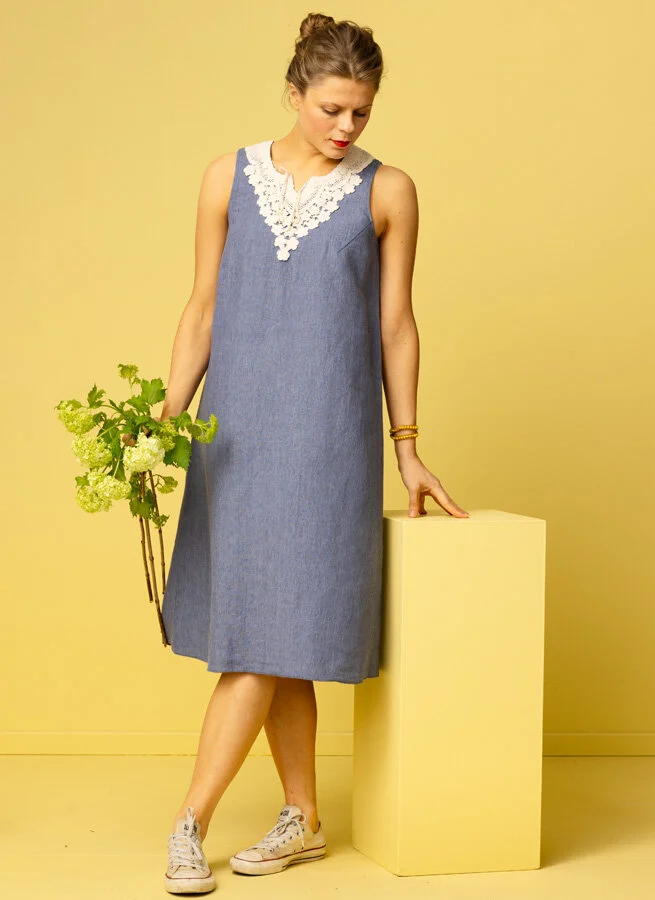 TORHILD linneklänning Blue thunder