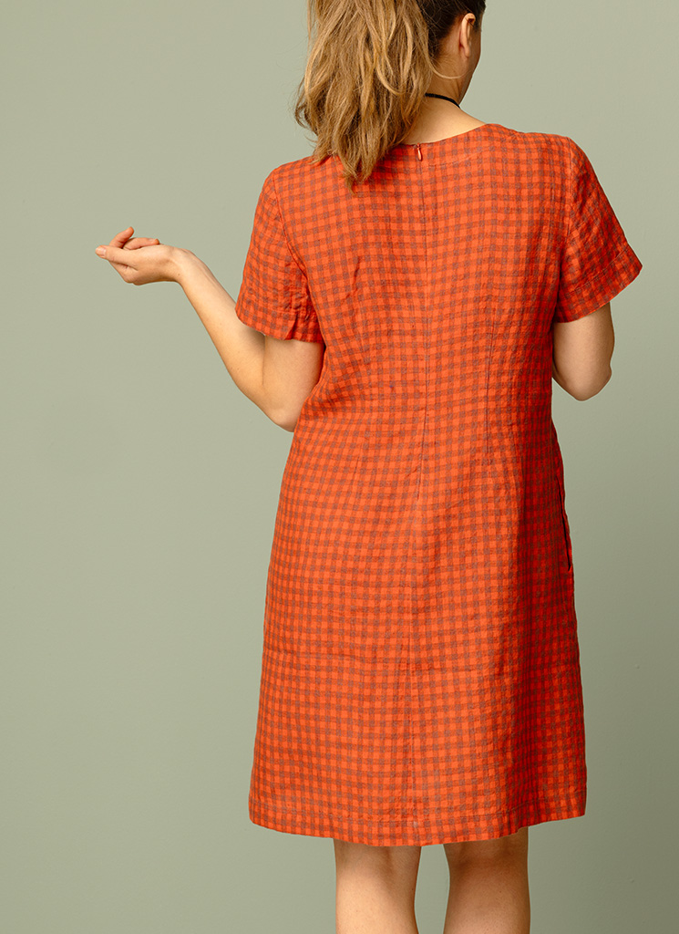 TWINNY linneklänning tulpan ruta