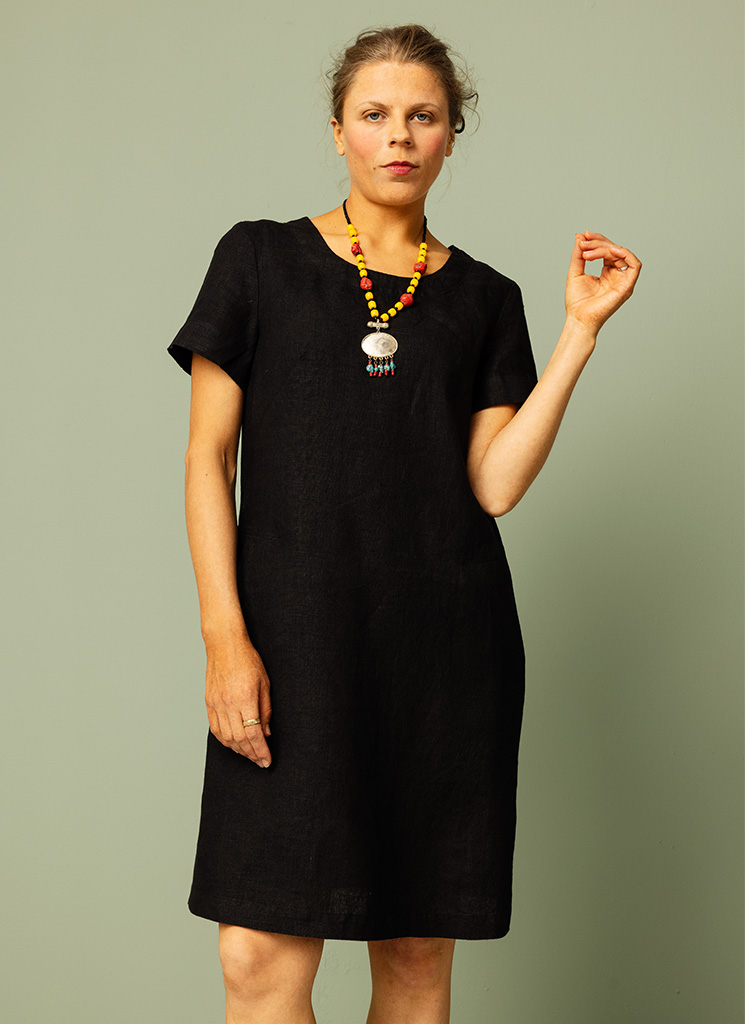 TWINNY linneklänning svart