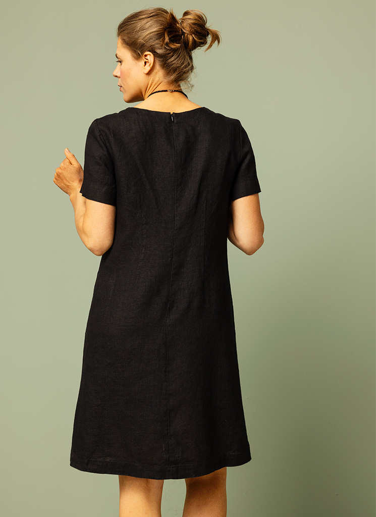 TWINNY linneklänning svart