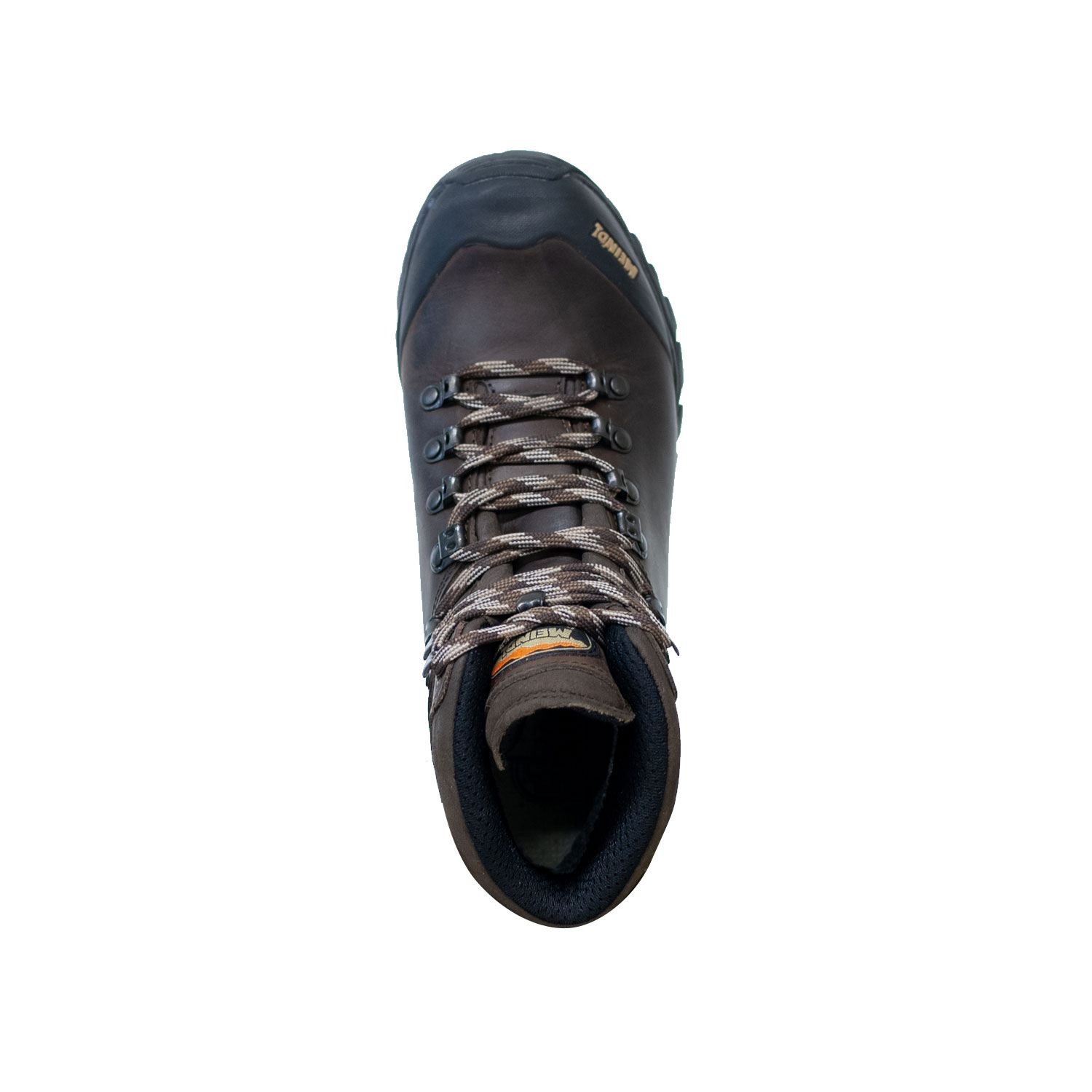 Den bruna, mellanhöga vandringskängan Meindl Kansas Gtx ovanifrån