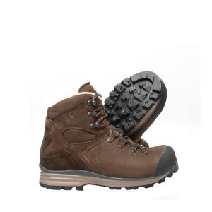 Meindls skinnfodrade vandringskänga Sulden från sidan med yttersula synlig. Brun