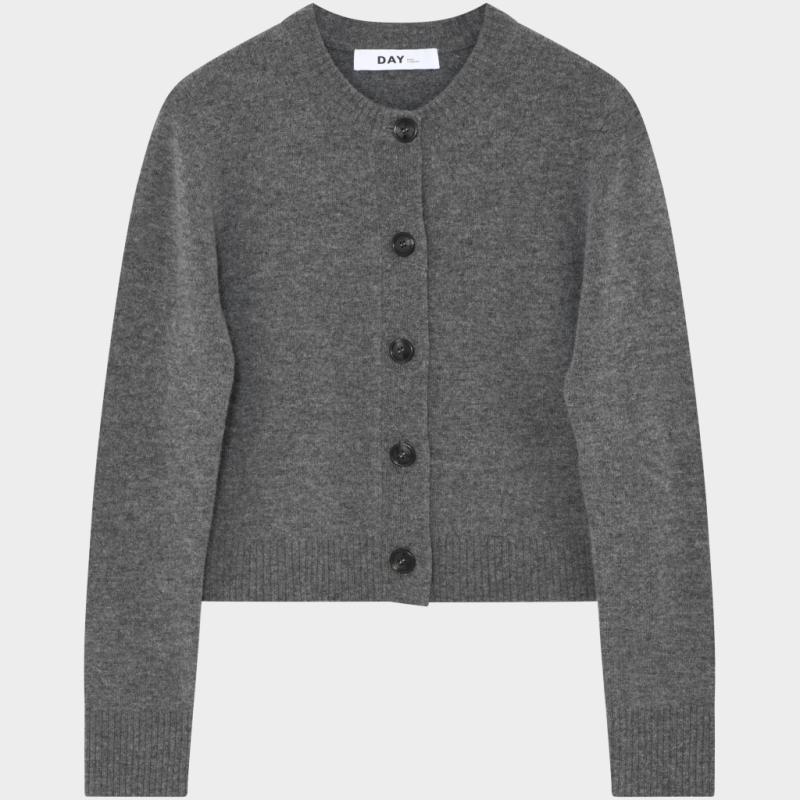 RIOT MEDIUM SOFT WOOL CARDIGAN MEDIUM GREY MELANGE DAY BIRGER