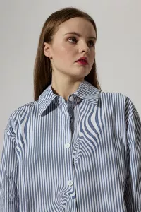 STELLA SHIRT BLUE GLITCH STRIPE BRIXTOL TEXTILES