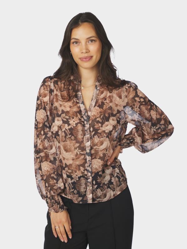 DELSIE VINTAGE FLOWER SHIRT BLACK SAND NEO NOIR