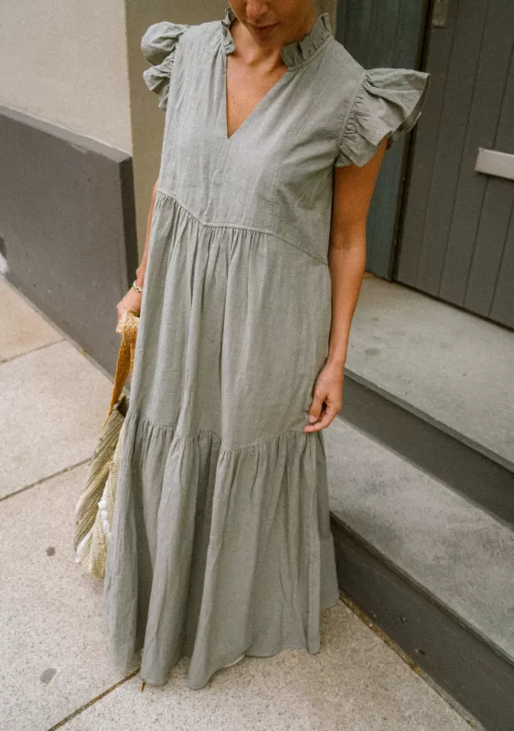 MMWALDY IZHA DRESS BURNT OLIVE MOSMOSH