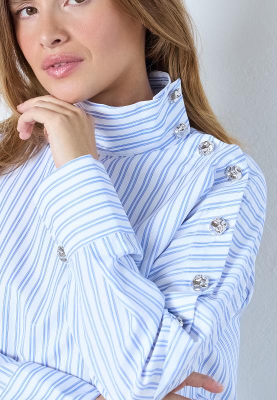 DEVINCC ASYMCC BUTTON BLOUSE BLUE CO'COUTURE