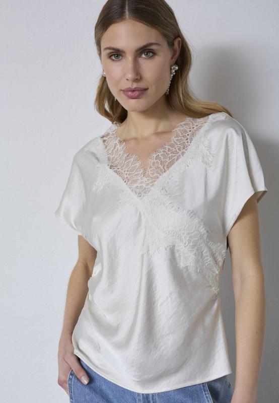 IDUNCC LACE SS BLOUSE OFF WHITE CO'COUTURE