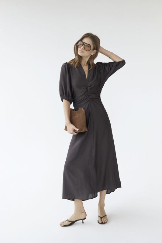HERACC SS PUFF DRESS DARK BROWN CO'COUTURE