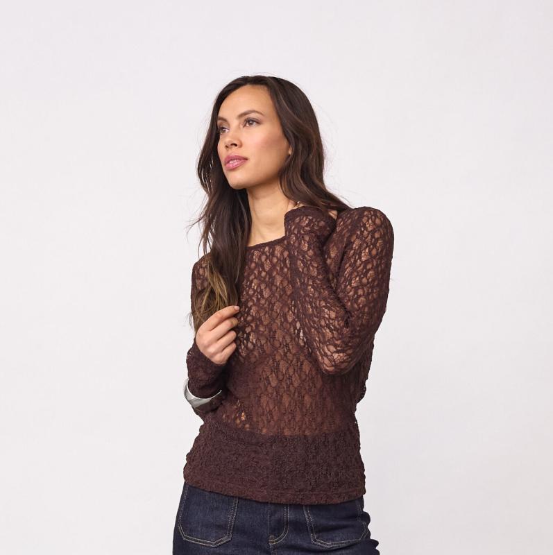 BARNACC O-NECK BLOUSE DARK BROWN CO'COUTURE