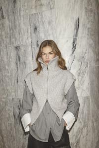 ROWCC ZIP KNIT VEST GREY MELANGE CO'COUTURE