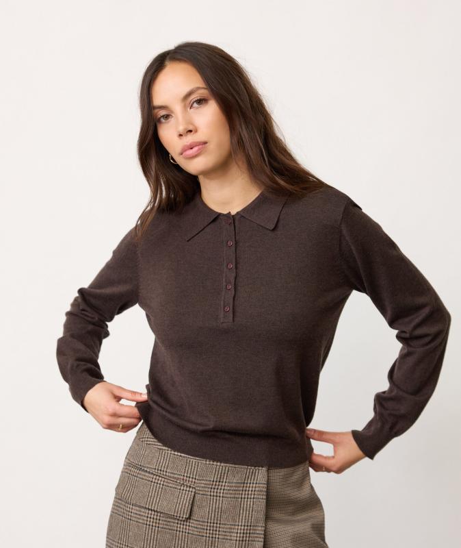 CORYCC PADDED POLO KNIT DARK BROWN CO'COUTURE