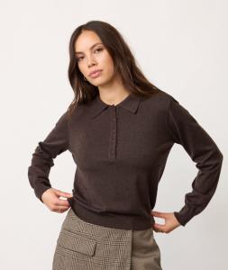CORYCC PADDED POLO KNIT DARK BROWN CO'COUTURE